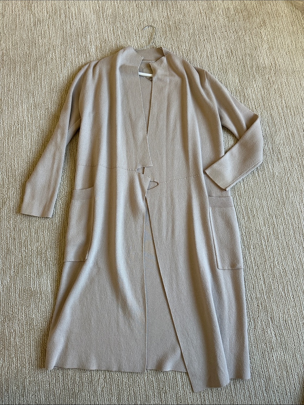Soia & Kyo Light Taupe Open-Front Long Cardigan